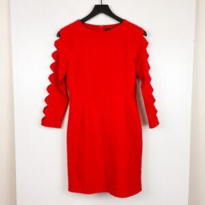 Lulus Size S Sleeve Cut Outs Sheath Mini Dress Black Stretch Red